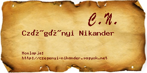 Czégényi Nikander névjegykártya